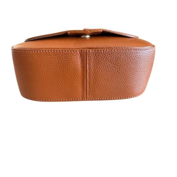 Cherry Paris Layana Cognac Pebbled Leather Crossbody Bag NWT - Picture 8 of 10